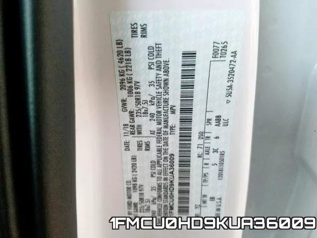 1FMCU0HD9KUA36009 фото 2