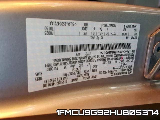 1FMCU9G92HUB05374 фото 2