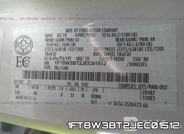 1FT8W3BT2JEC01512 фото 10