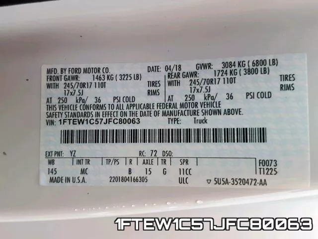 1FTEW1C57JFC80063 фото 2