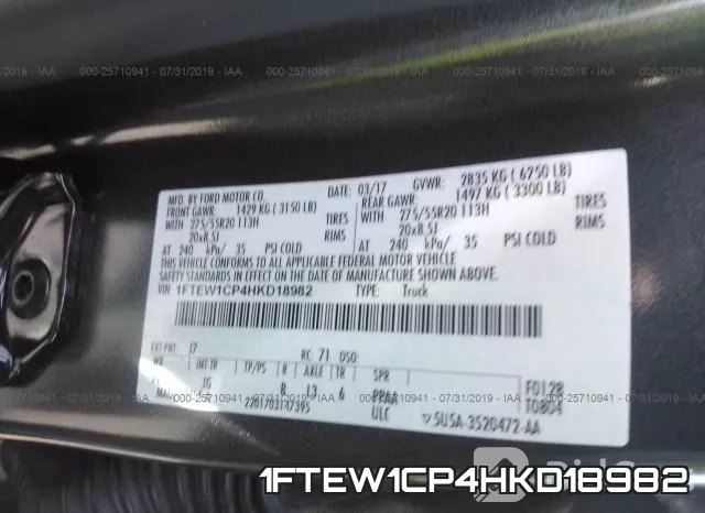 1FTEW1CP4HKD18982 фото 10