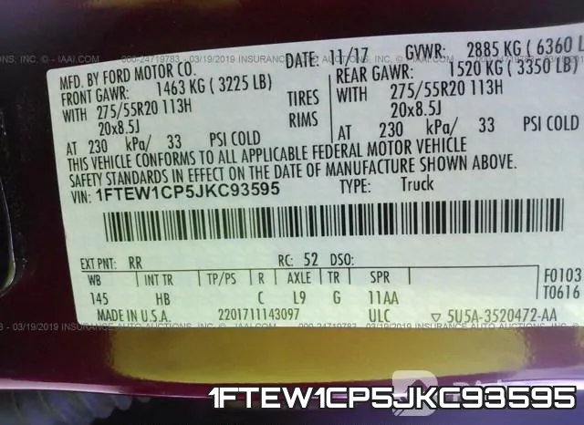 1FTEW1CP5JKC93595 фото 9