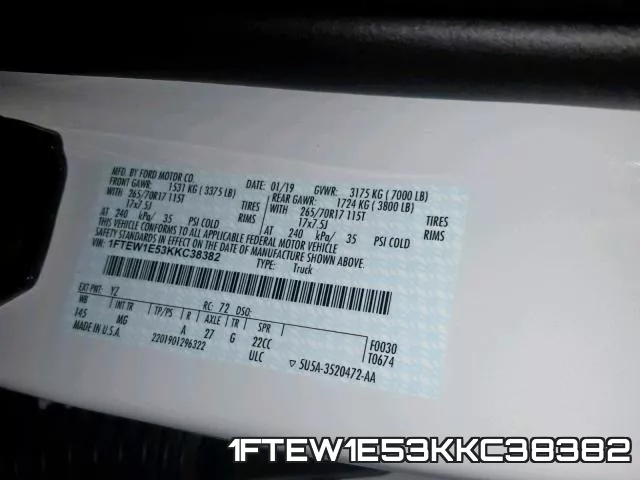 1FTEW1E53KKC38382 фото 2
