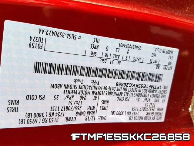 1FTMF1E55KKC26858 фото 2