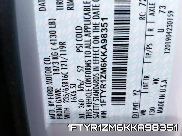 1FTYR1ZM6KKA98351 фото 2