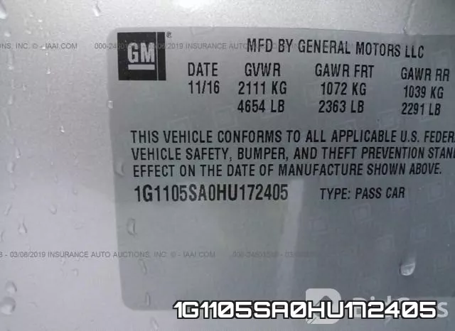 1G1105SA0HU172405 фото 10