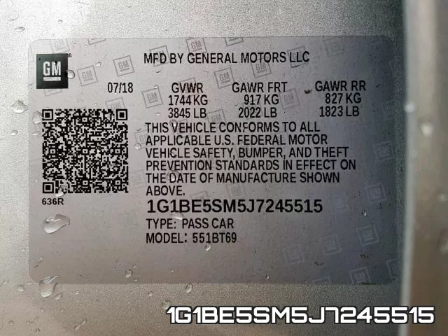 1G1BE5SM5J7245515 фото 2