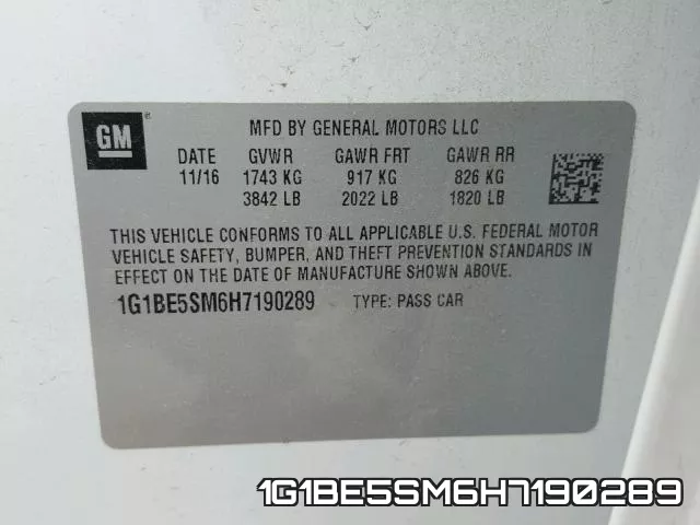 1G1BE5SM6H7190289 фото 2