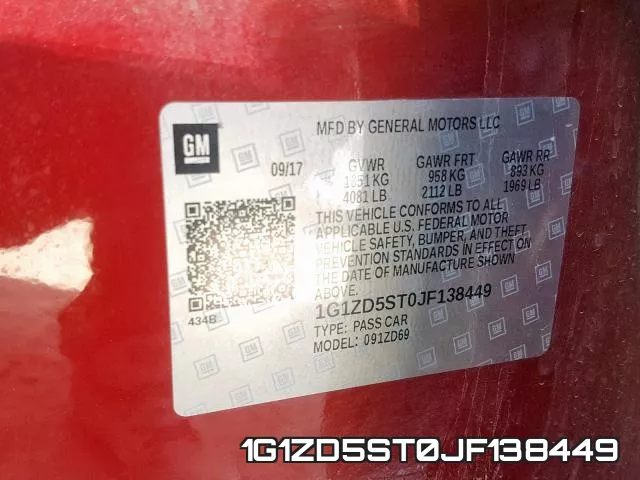 1G1ZD5ST0JF138449 фото 2