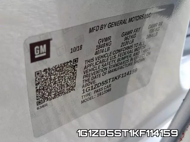 1G1ZD5ST1KF114159 фото 2