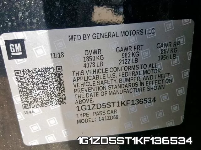 1G1ZD5ST1KF136534 фото 2