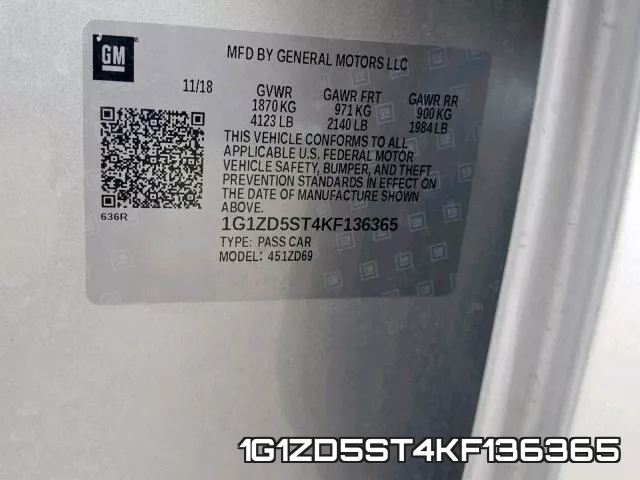 1G1ZD5ST4KF136365 фото 2