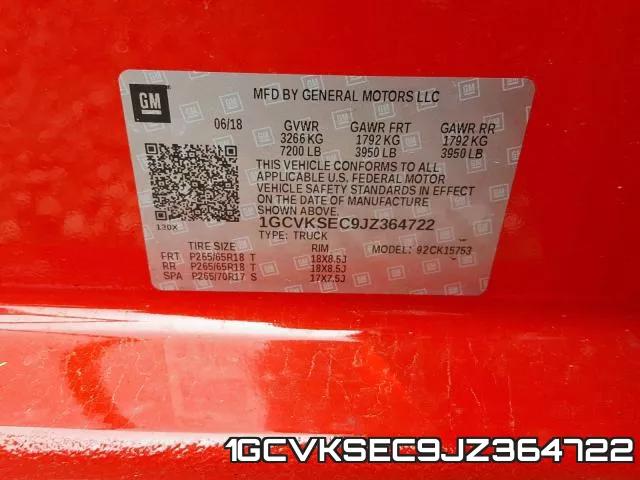 1GCVKSEC9JZ364722 фото 2