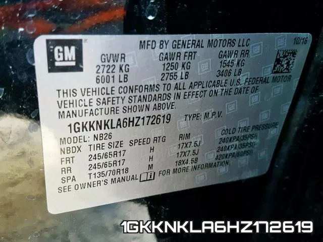 1GKKNKLA6HZ172619 фото 2