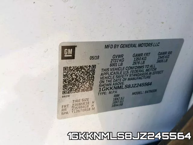 1GKKNMLS8JZ245564 фото 2