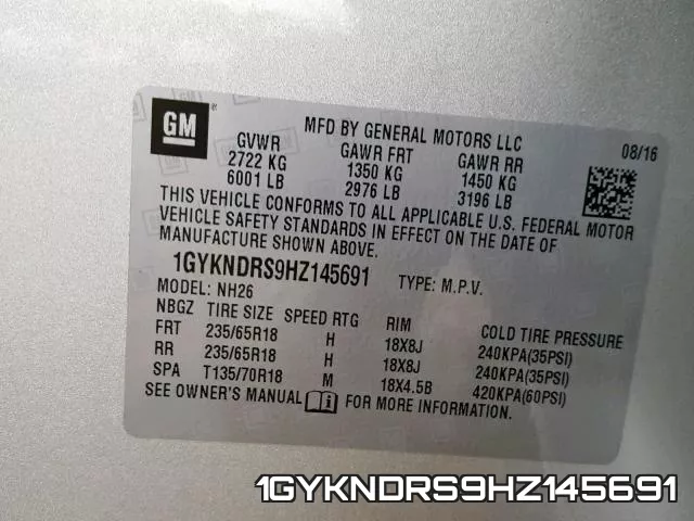 1GYKNDRS9HZ145691 фото 2