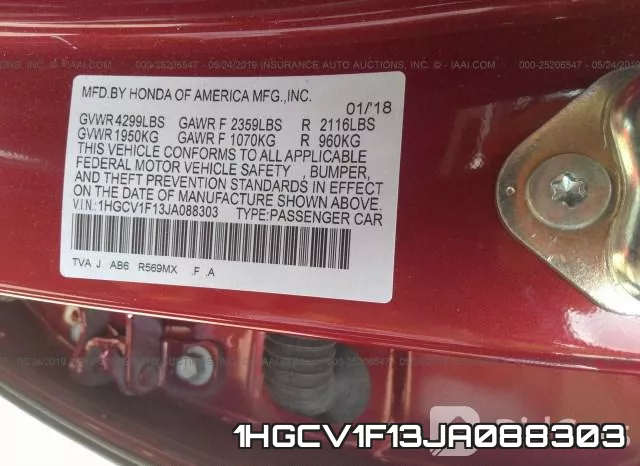 1HGCV1F13JA088303 фото 10