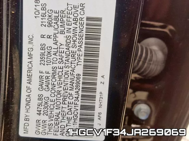 1HGCV1F34JA269069 фото 2