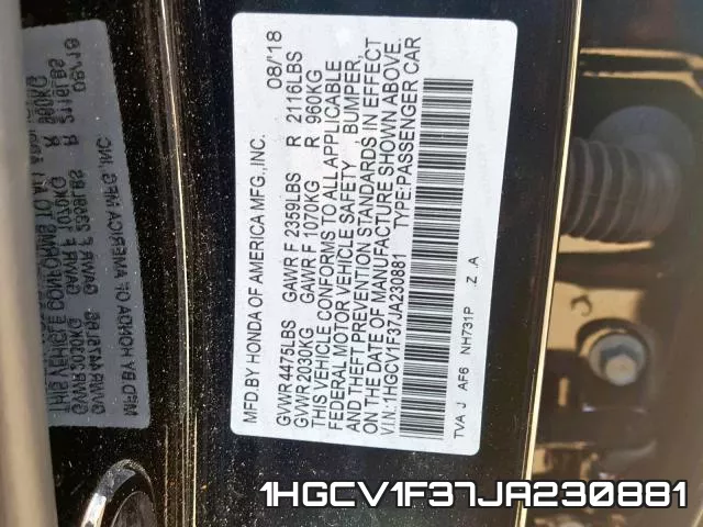 1HGCV1F37JA230881 фото 2