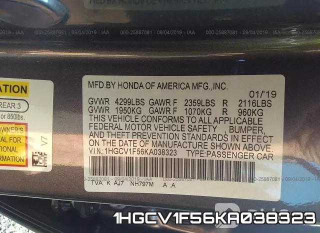 1HGCV1F56KA038323 фото 9