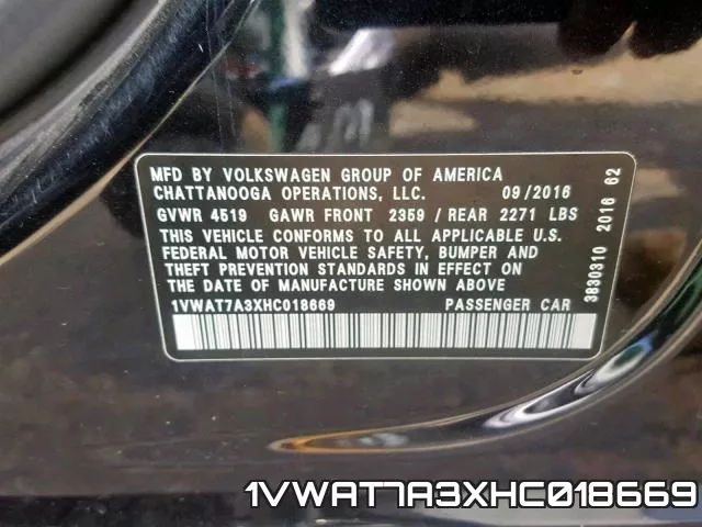 1VWAT7A3XHC018669 фото 2