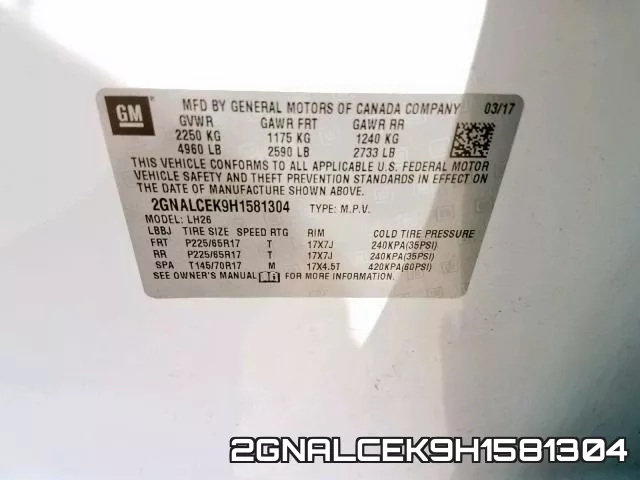 2GNALCEK9H1581304 фото 2