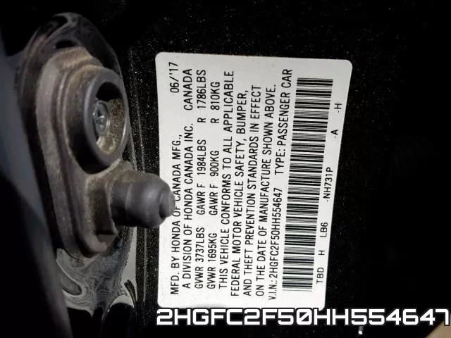 2HGFC2F50HH554647 фото 2