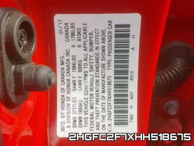 2HGFC2F7XHH518675 фото 2