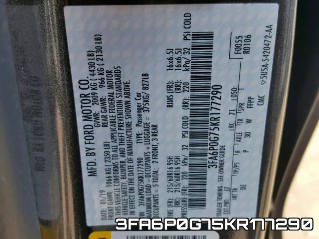 3FA6P0G75KR177290 фото 2