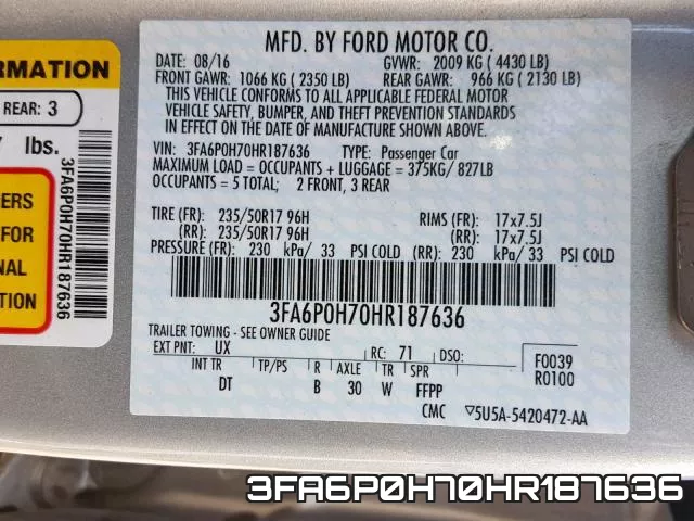 3FA6P0H70HR187636 фото 2