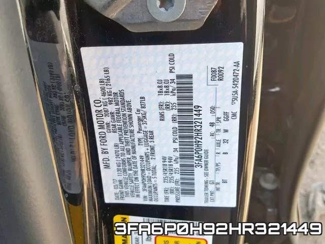 3FA6P0H92HR321449 фото 2