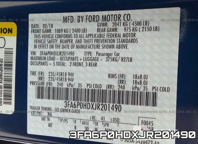 3FA6P0HDXJR201490 фото 10