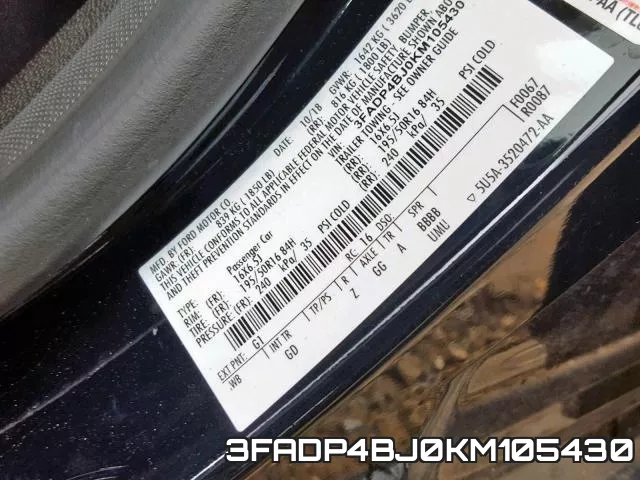 3FADP4BJ0KM105430 фото 2
