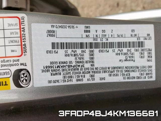3FADP4BJ4KM136681 фото 2
