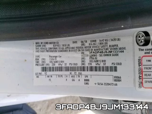 3FADP4BJ9JM133144 фото 2