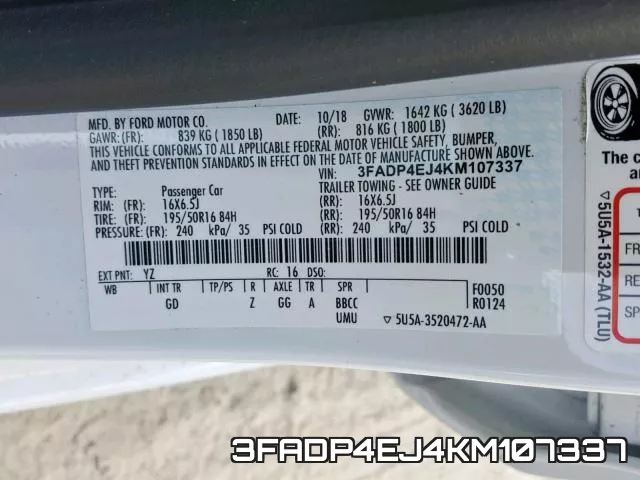 3FADP4EJ4KM107337 фото 2