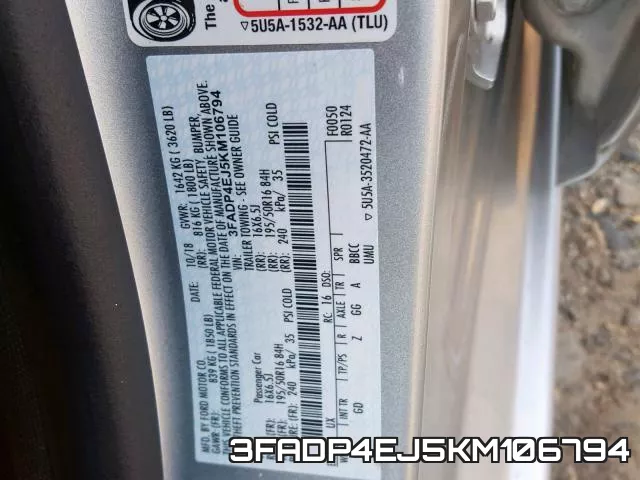 3FADP4EJ5KM106794 фото 2