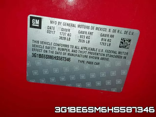 3G1BE6SM6HS587346 фото 2