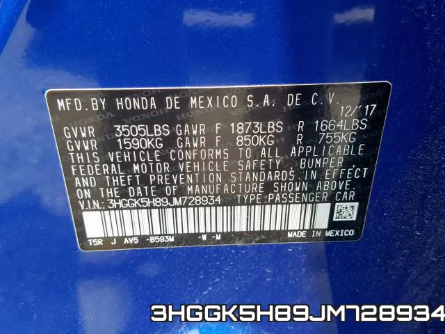 3HGGK5H89JM728934 фото 2