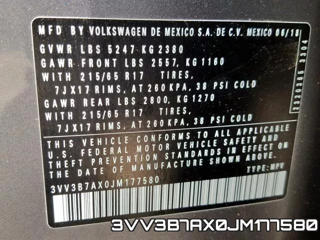 3VV3B7AX0JM177580 фото 2
