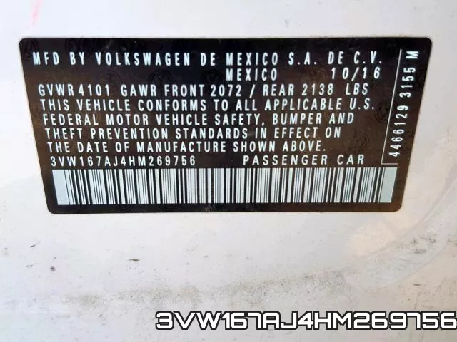 3VW167AJ4HM269756 фото 2