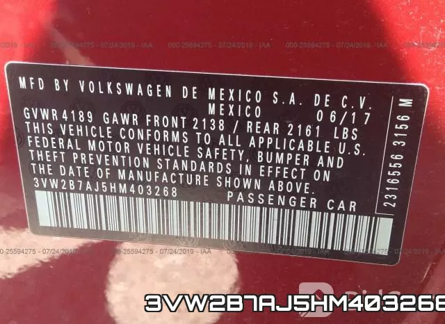 3VW2B7AJ5HM403268 фото 10