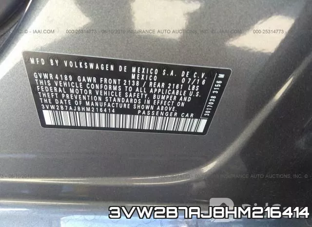3VW2B7AJ8HM216414 фото 10