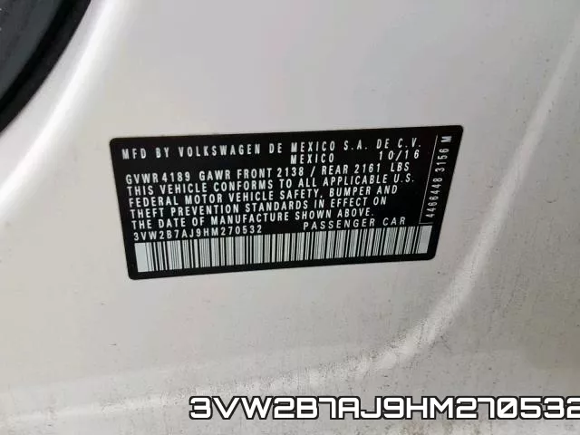 3VW2B7AJ9HM270532 фото 2