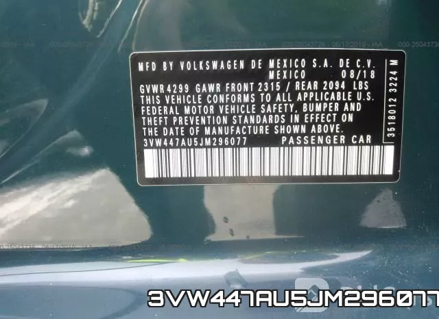 3VW447AU5JM296077 фото 10