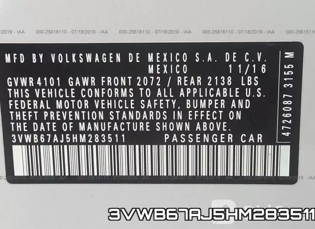 3VWB67AJ5HM283511 фото 10