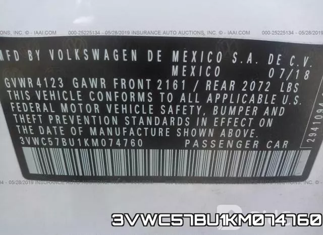 3VWC57BU1KM074760 фото 10