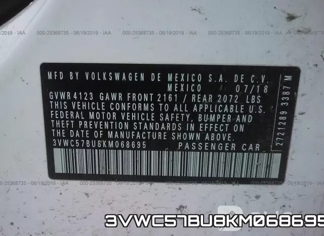3VWC57BU8KM068695 фото 9