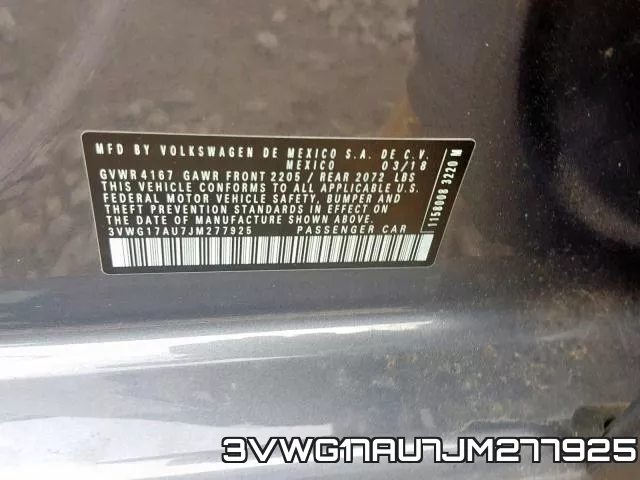 3VWG17AU7JM277925 фото 2