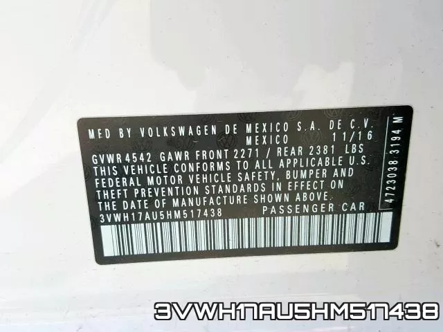 3VWH17AU5HM517438 фото 2